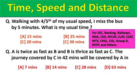 Time Speed And Distance Time And Distance Time And Distance Tricks