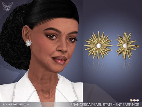 The Sims Resource Francesca Pearl Statement Earrings