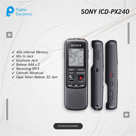 Jual Voice Digital Recorder Sony ICD PX240 Alat Perekam Rekam Merekam