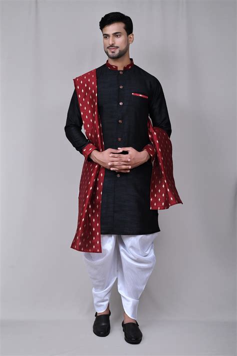 Buy Beige Kurta And Pant Art Silk Plain Mandarin Collar Set For Men By