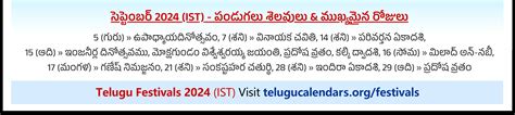 Andhra Pradesh September Telugu Calendar Festivals Holidays In