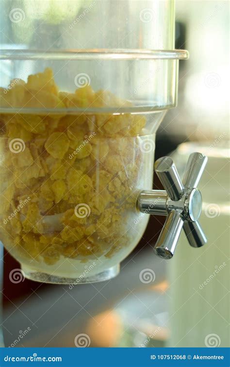 Cereal in Glass Container with Faucet Stock Photo - Image of dispenser ...