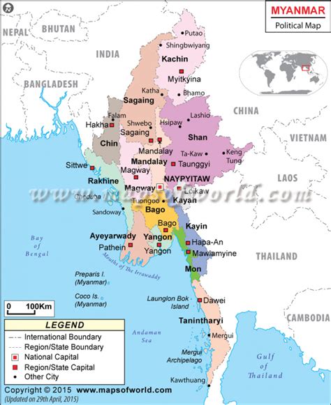 Map Of Myanmar States And Regions Printable Map