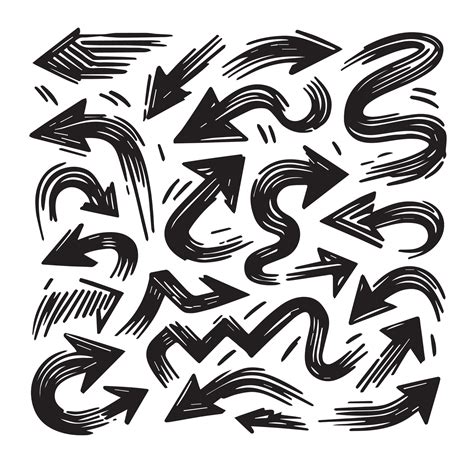 A Collection Of Scribble Arrow Strokes In Varied Sizes And Directions