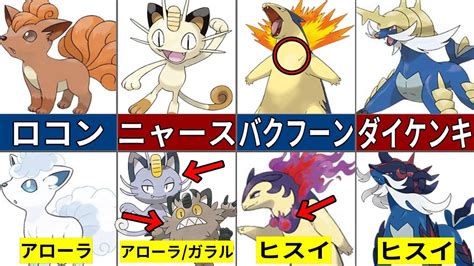 ヒスイ登場で更に複雑になった歴代リージョンフォームまとめ【ポケモン解説】 Youtube