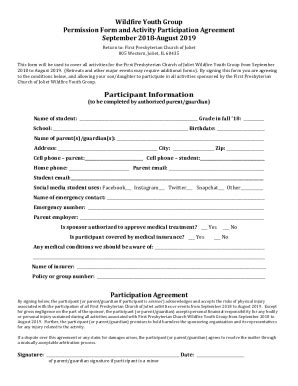 Fillable Online Wildfire Youth Group Permission Form And Activity