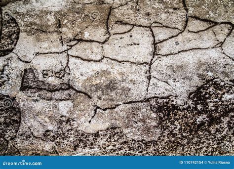 Parete Concreta Del Cemento Di Lerciume Con La Crepa In Fabbricato