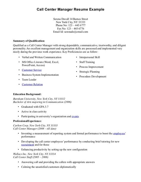 Call Center Resume Examples And Samples Williamson