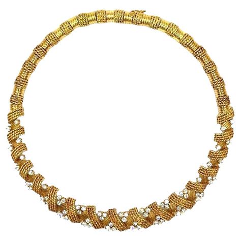 Yellow Gold and Diamond Necklace at 1stDibs