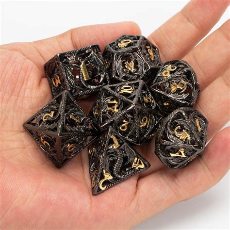 7pcs Hollow Metal Dnd Dice Set For Dungeons And Dragons Rpg Etsy