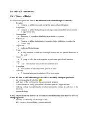 Bio 191 Final Exam Docx Bio 191 Final Exam Review Ch 1 Themes Of