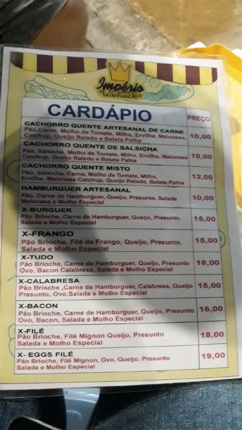 Menu em Império pub Bar São Luís