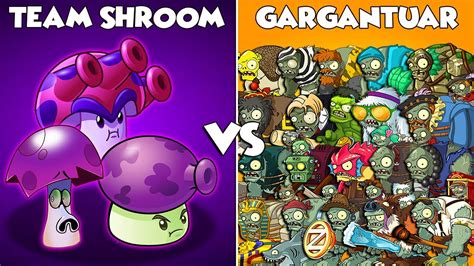 PvZ 2 SHROOM Team Plants Max Level Vs All GARGANTUAR Who Will Win