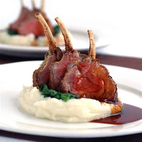 Herb Parmesan Crusted Lamb Racks With Mash Potato Red Wine Jus