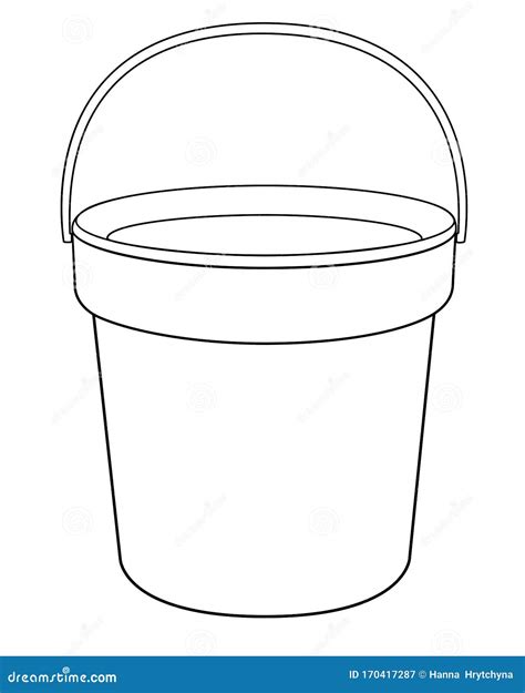 Bucket - a Linear Vector Drawing for Coloring. Plastic or Metal Bucket ...