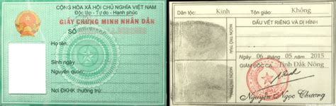 A Specimen Of Vietnamese Id Card With Front And Back Side There Are