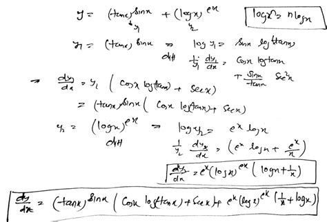 Find The Value Of Dy Dx X Y Tan X Sin X Log X Ex Maths