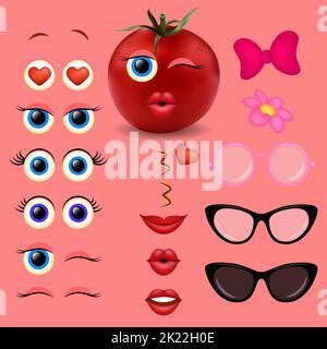 Emoji Creator Vector Set Design Smiley D Character Kit With Editable