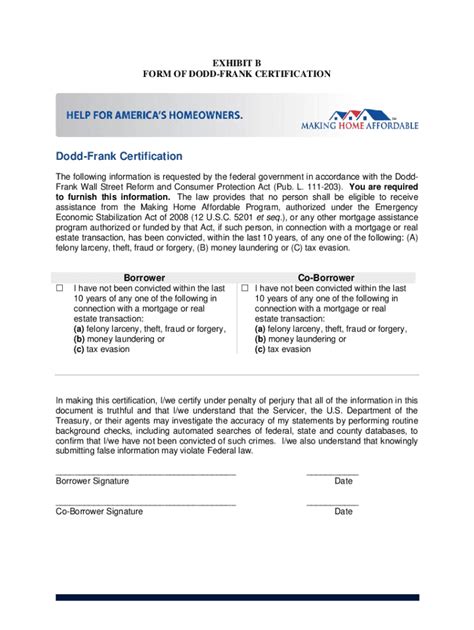 Dodd Frank Certification 2010 2025 Form Fill Out And Sign Printable