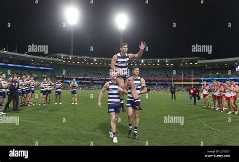 Tom Hawkins Of The Cats Wird Nach 250 Spielen Nach Dem Afl Spiel Der