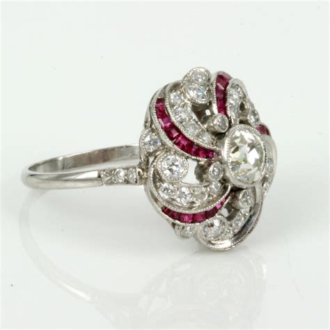 Buy Art Deco ruby & diamond swirl ring. Sold Items, Sold Rings Sydney ...