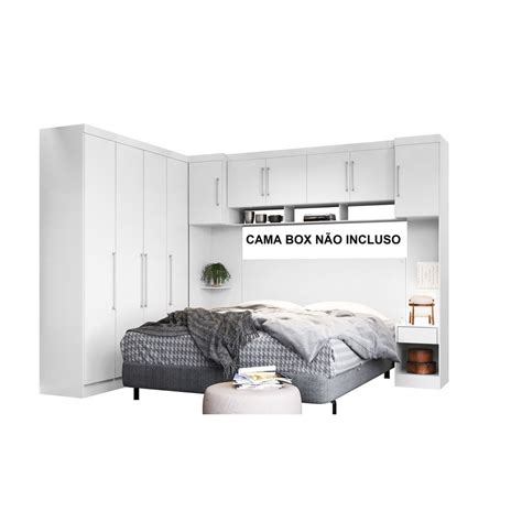 Quarto Casal Modulado Guarda roupa Modena 7 Peças Demóbile Branco