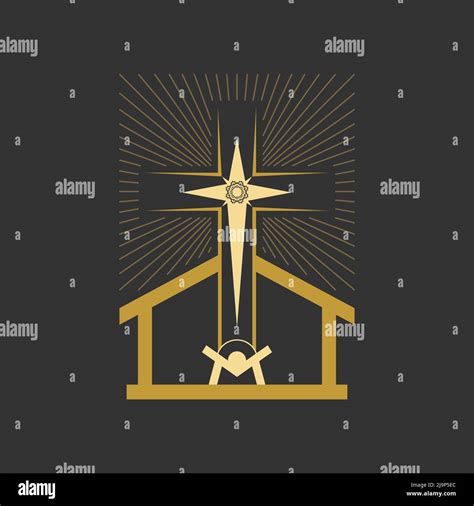 Christian Illustration Baby Jesus In The Barn From Above The Light Of