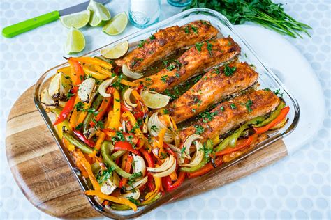 You Re Going To Love These Clean Eating Sheet Pan Salmon Fajitas Clean Food Crush