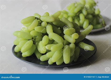 Indian Variety Of Green Seedless Grapes With A Long Finger Like Shape