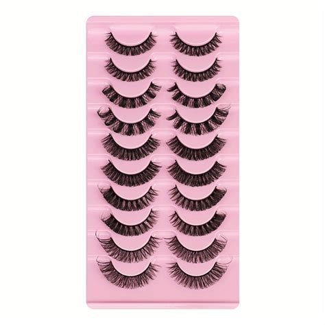 10 Pairs Russian Strip Lashes Dd Curl False Eyelashes Fluffy Wispy Faux