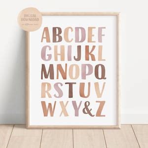 Neutral Alphabet Poster Beige Watercolour Alphabet ABC Etsy UK