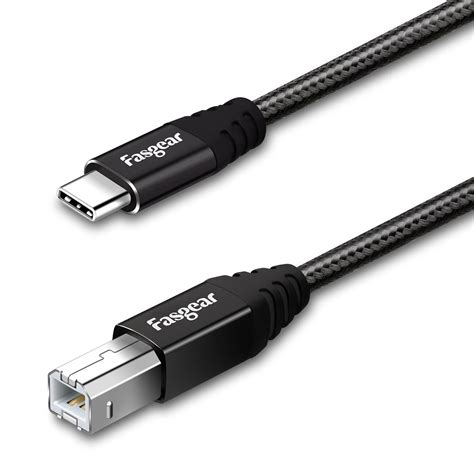 Fasgear USB C To USB B Midi Cable 16ft Nylon Braided Printer Scanner