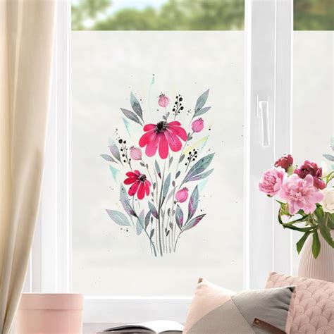 Fensterfolie Sichtschutz Esther Meinl Pink Aquarell Gerbera