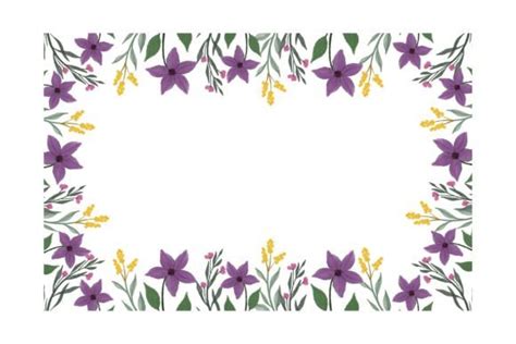 Purple Wildflower Watercolor Frame Graphic By Setyawatielis · Creative