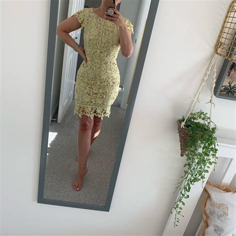 MONSOON YELLOW AND NUDE LACE DRESS WORN ONCE FOR Depop
