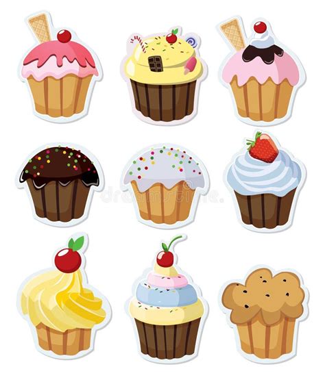 Cute Cupcake Faces Stock Vector Illustration Of Clipart 19022628