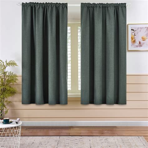 Topfinel Faux Linen 100 Blackout Curtains 63 Inches Length For Bedroom