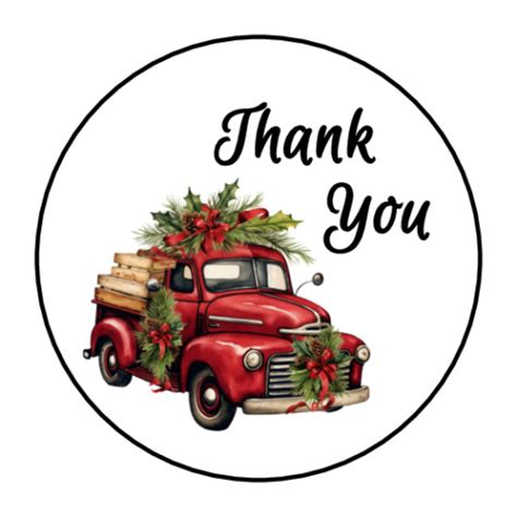 30 Holiday Christmas Thank You Stickers Labels Tags Envelope Seals Old Truck Ebay