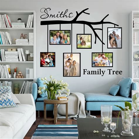 Large Personalized Name Family Tree With Picture Frames Wall Sticker Bedroom Living Room Love ...