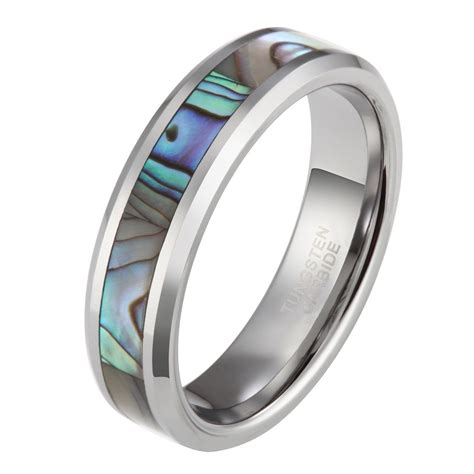 Mm Mm Tungsten Abalone Shell Inlay Ring For Men Women Natural Comfort