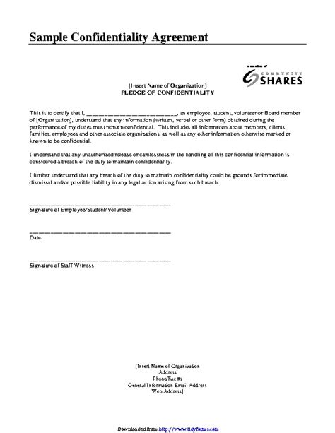 Confidentiality Agreement Sample 3 Pdfsimpli