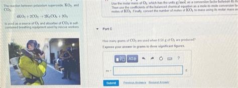 Solved The reaction between potassium superoxide, KO₂, and | Chegg.com