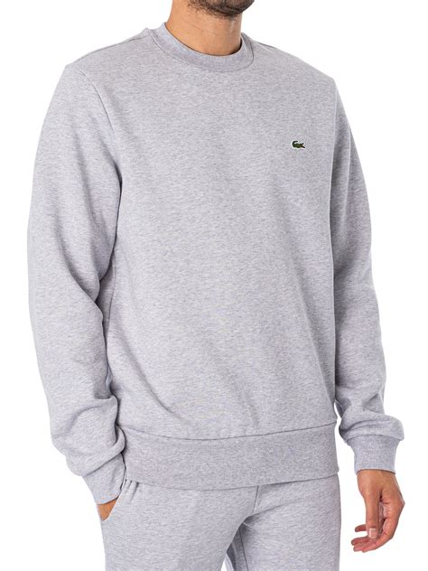 Lacoste Organic Brushed Cotton Sweatshirt Grey Standout