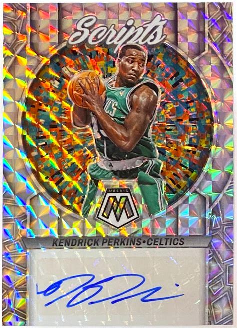 Kendrick Perkins Autographed Panini Mosaic Basketball Boston