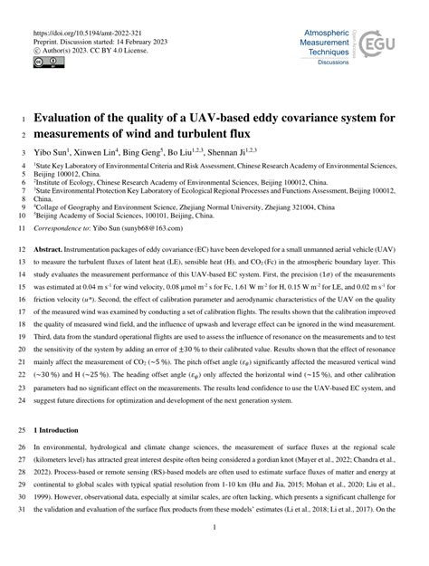 Pdf Evaluation Of The Quality Of A Uav Based Eddy Covariance System