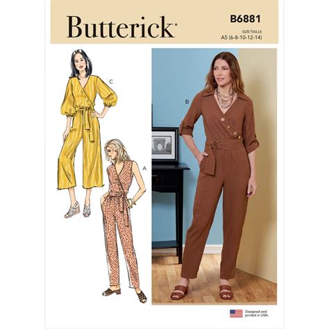 Misses Jumpsuit Sash And Belt Butterick Sewing Pattern 6881 Sew