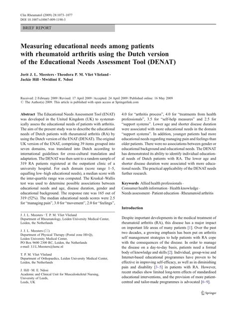(PDF) Measuring educational needs among patients with rheumatoid