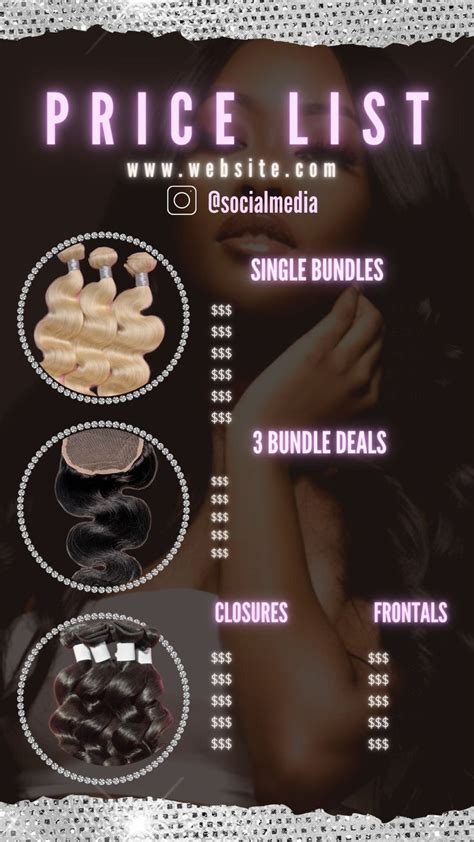 Hair Price List Flyer Social Media Flyer Hair Pricelist Template