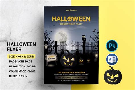 Halloween Party Flyer Template, word and Psd (2193591)