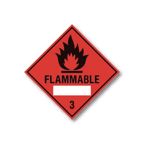 Flammable 3 Labels with white box 100x100mm